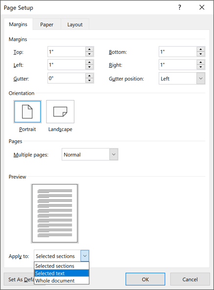 custom margins for single page word 2016 mac